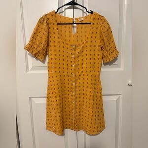 Woman’s En Crème Yellow Button Down Dress 100% Cotton Size Small